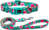 Dog Collar and Leash Set, Rose Pattern, Polyester Material, 5ft Matching Leash, for Small Dogs.(S, Green Rose Set)...