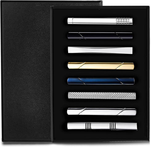 Jstyle Tie Clips for Men, Matte and Shiny Tie Clip Set with Elegant Gift Box, Classic Tie Bar Set for Regular Ties Necktie Wedding Bussiness Anniv...