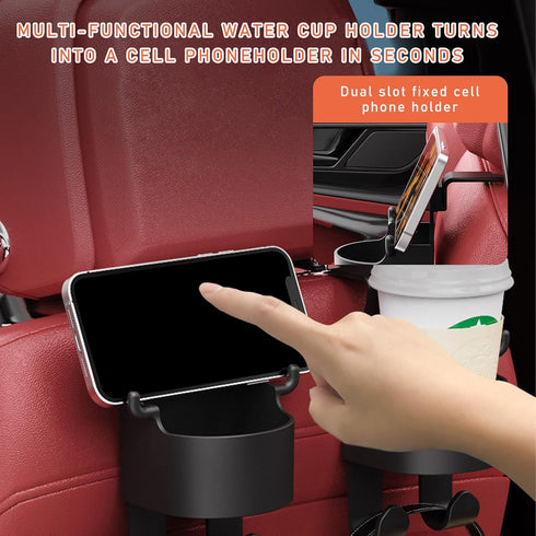 Multifunctional Hook for Car Seat Back, Seat Headrest Hanger with Cup Holder, Auto Hanging Organizer for Purse Drink Cellphone, Universal Vehicle ...