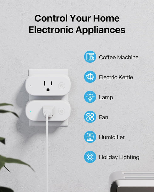 Smart Plug Work with Alexa, Home Mini Socket Wireless 2.4GHz Wi-Fi & Bluetooth, No Hub Required, Remote Control Outlet with Timer Function, App Co...