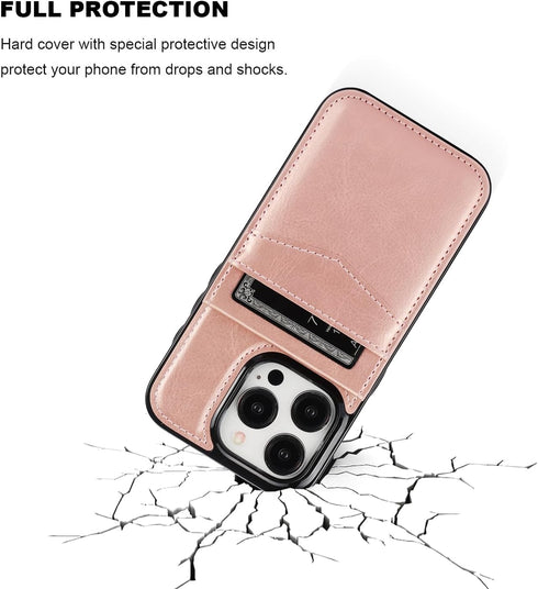 KIHUWEY Compatible with iPhone 15 Pro Case Wallet with Credit Card Holder, Flip Premium Leather Magnetic Clasp Kickstand Heavy Duty Protective Cov...