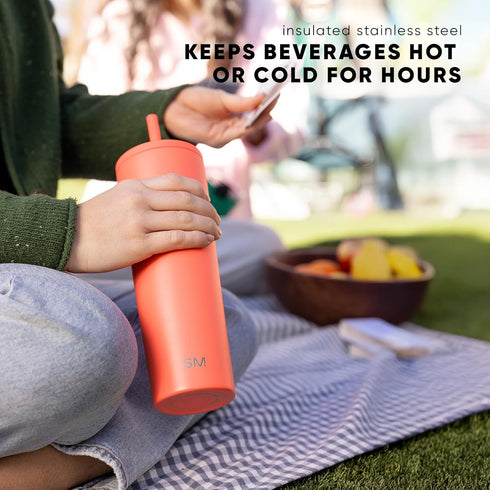 Simple Modern Insulated Tumbler with Lid and Straw | Iced Coffee Cup Reusable Stainless Steel Water Bottle Travel Mug | Gifts for Women Men Her Hi...