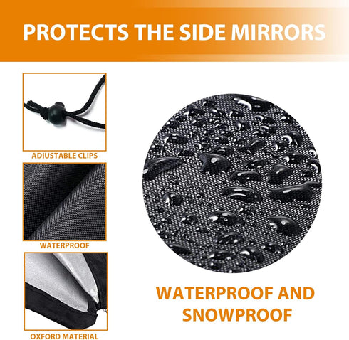 2 PCS Car Side Mirror Snow Cover, 12.9" x 10.6" 210D Silver-Coated Oxford Cloth Waterproof Dustproof Side Mirror Cover, All-Season Protection Mirr...