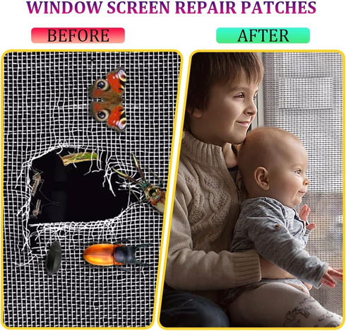 32PCS Window Screen Repair Kit, Adhesive Screen Door Mesh Repair Tape in 3 Size, Fiberglass Easy Screen Patch Repair, Screen Replacement Repair Ki...