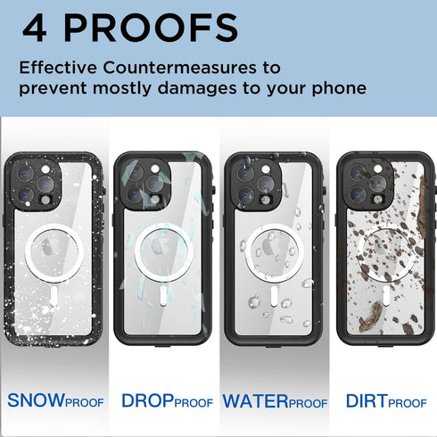 AICase for iPhone 14 Pro Case Waterproof, Compatible with Magsafe Magnetic Protective iPhone 14 Pro Phone Case, Water Proof Mag Safe Magnet Shockp...