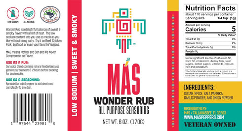 MAS Wonder Rub, All Purpose Seasoning 6 OZ - Award Winning - Low Sodium...