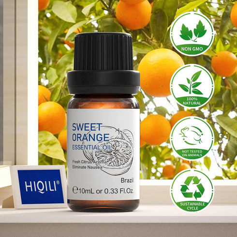 HIQILI Sweet Orange Essential Oil,100% Pure Natural for Diffuser, Aromatherapy-10ml...