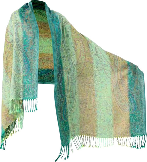Pashmina Scarf with Vintage Tapestry Style Rainbow Luxury Paisley Pattern Wrap Shawl...