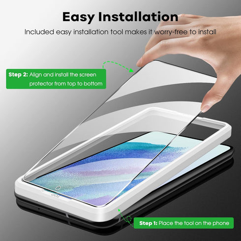 JETech Screen Protector for Samsung Galaxy S21 FE 5G with Camera Lens Protector, Easy Installation Tool, Tempered Glass Film, Fingerprint ID Compa...