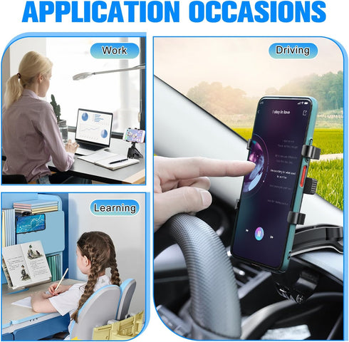 Lifegiverwise Phone Holder,New Multifunctional Car Dashboard Mobile Phone Holder 360 Rotation,Dashboard Cell Phone Holder,Universal Car Sun Visor ...