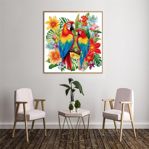 51buyoutgo Parrot 11ct Cross Stitch Kits, 11 CT Easy Funny Pre Printed Counted Stamped Cross Stitch Embroidery Needlepoint Needlework Patterns Kit...