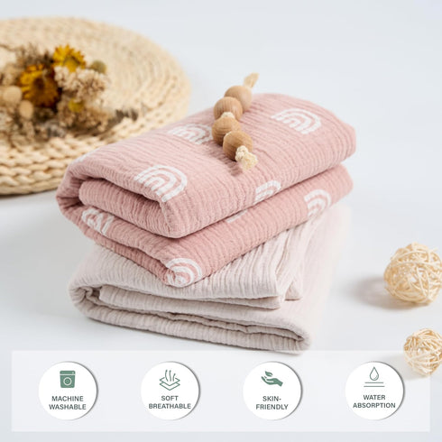 Meracorallo Muslin Swaddle Blanket, 100% Organic Cotton Receiving Blanket Soft and Breathable Swaddle Wrap for Baby Boys and Girls, Rainbow...