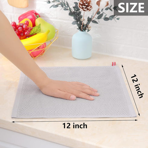 Homaxy 100% Cotton Waffle Weave Kitchen Dish Cloths, Ultra Soft Absorbent Quick Drying Dish Towels, 12 x 12 Inches, 6-Pack, Light Gray...