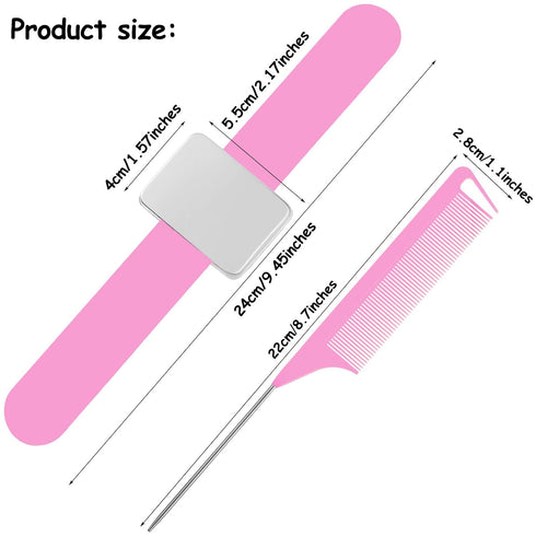 WILLBOND Magnetic Wrist Sewing Pincushion Wrist Magnetic Pin Holder Wristband Pin Cushion Holder with 3 Pcs Stainless Steel Pintail Comb Rat Tail ...