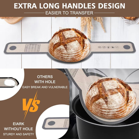 Silicone Bread Sling Oval and Round for Dutch Oven, 2 PCS Non-Stick & Easy Clean Reusable Silicone Bread Baking Mat with Extra Long Handles, Easy ...