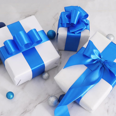 TONIFUL 2 Inch x 25 Yards Wide Royal Blue Satin Ribbon Solid Fabric Ribbons Roll for Valentine's Day Crafts Gift Wrapping Invitation Cards Floral ...