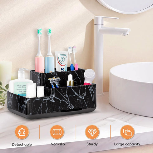 Toothbrush Holder,Bathroom Organizer Countertop, 5 Compartments Multifunctional Storage for Cosmetic, Makeup, Office Stationery Pencil,Toothpaste,...