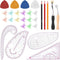 Keadic 33Pcs Clear Metric Sewing Ruler Set Contains French Curve Pattern Making Ruler, Plastic Clips, Triangle Tailors Chalk, 4mm and 2mm Tracing ...