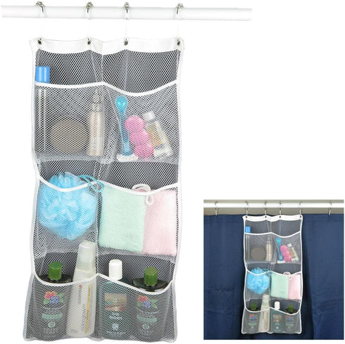 Evelots Mesh Shower Caddy -2 Pack- Shower Organizer Hanging Portable 6 Pockets-Shampoo, Soap, Razor, Baby Bath Toys - Quick Dry...