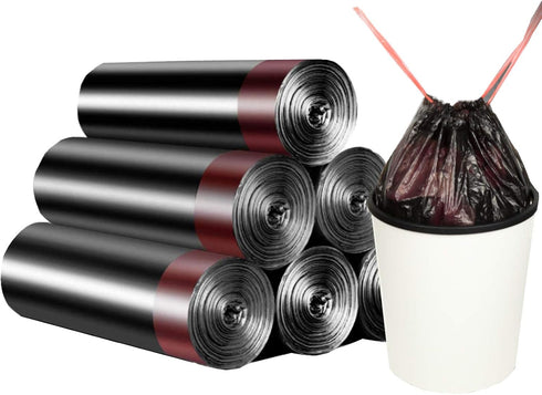 Drawstring Garbage Bags, Thick Durable Leak-proof Trash Bags, 4-6 Gallon Strong Rubbish Bags Wastebasket Liners for Home, Office 48 Counts/3 Rolls...