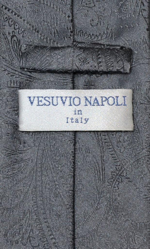 Vesuvio Napoli NeckTie CHARCOAL GREY Color Paisley Design Men's Gray Neck Tie, Charcoal Grey Gray, One Size...