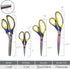 BambooMN Titanium Softgrip Scissors Set - Pinking, Sewing, Arts, Crafts, Office - 1 Set of 4 - Blue w/Yellow...