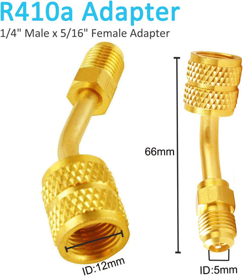 R410a Adapter for Mini Split, 5/16" SAE Female Quick Couplers to 1/4" SAE Male Flare for Mini Split System Air Conditioners, HVAC and Refrigeratio...