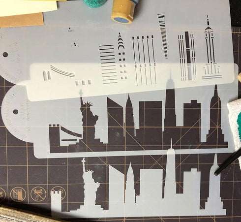 New York City Detailed Skyline Cake Stencil Side C1000 by Designer Stencils...