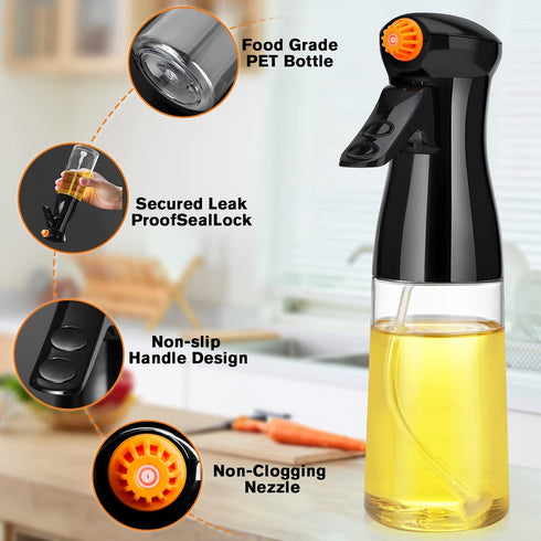 Olive Oil Sprayer for Cooking- 200ml Rotatable Nozzle Olive Oil Spray Bottle Premium Oil Mister with Brush Oil Spritzer for Air Fryer, BBQ, Salad,...