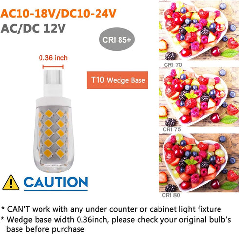 4W T10 Wedge Base RV 921 LED Light Bulb12VAC/DC Landscape Malibu,Automotive Car RV Camper Trailer Motorhome Marine Boat Dome Lighting 6000K daylig...