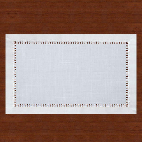 Grelucgo Set of 6 Handmade Hemstitched White Table Placemats 12x18 Inches...
