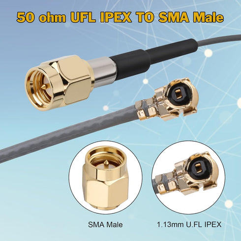 U.FL IPEX Cable 6inch 3Pack UFL IPX IPEX to SMA Male Extension Cable 1.13mm WiFi Pigtail Cable for Bluetooth Antenna WiFi & WiMax Network Card Min...