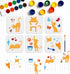 6pcs Cat Playing Stencils 6×6inch Cat Mice Fish Butterfly Drawing Painting Stencil with Paint Brush Reusable Cute Cat Paw Templates for Wall Windo...