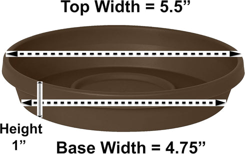 Bloem Terra Plant Saucer Tray for Planters 3-6" Chocolate Brown...