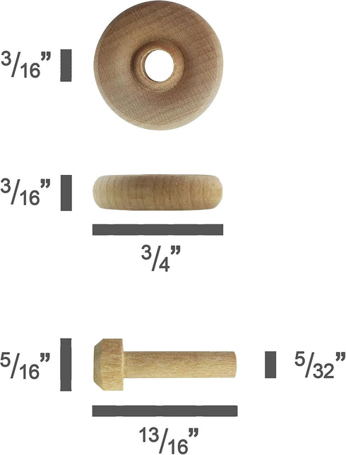 Wood Wheels - 100 Pack with Free Axle Pegs - Made in USA (.75" Diameter)...