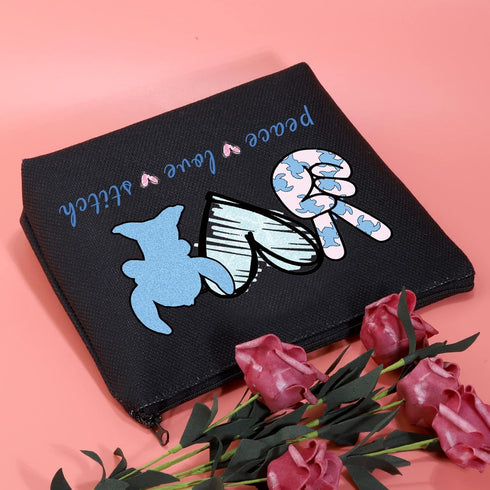 JXGZSO Cartoon Love Gift Hawaiian Bags Party Peace Love Cosmetic Bag With Zipper Movie Inspired Makeup Bag...