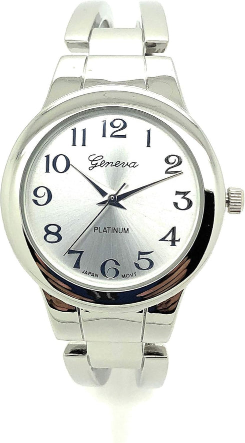 Ladies Round Elegant Simple Casual Metal Bangle Cuff Fashion Watch Easy Reader Dial...