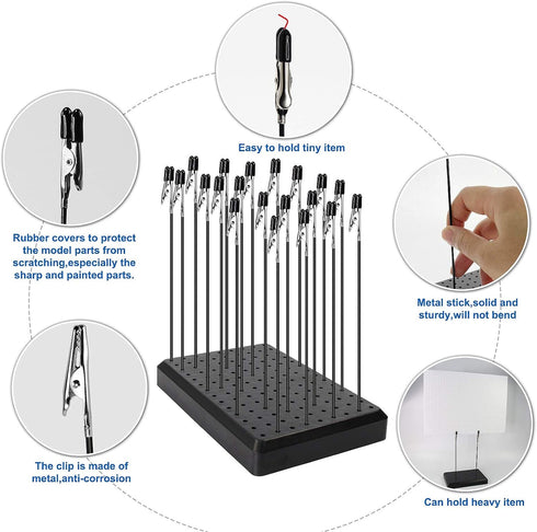 GJJC09B 1PC Painting Stand Base and 20PCS Alligator Clip Stick Set Modeling Tools for Airbrush Hobby Model Parts New...