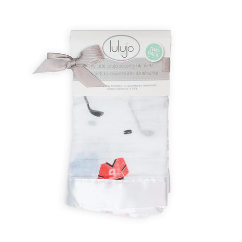 Lulujo Baby Security Blanket Soft Breathable Cotton Muslin Baby Blanket, 16" x 16" Hockey...