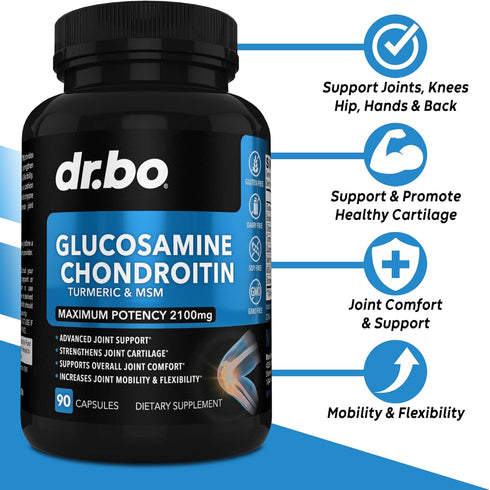 Glucosamine Chondroitin MSM Turmeric - Joint Health Supplement 2100mg Knee Bone & Joints - Joint Support Supplement Pills Advanced Glucosamine Sul...