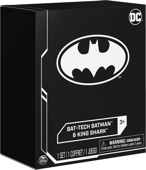 Batman 4-inch Bat-Tech Batman and King Shark Action Figures with 6 Mystery Accessories, for Kids Aged 3 and up...