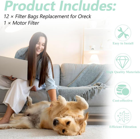 12 Pack Vacuum Bags Replacement for Oreck Handheld Vacuum Cleaner BB180, BB280, BB850, BB870, BB880, BB900, BB1000, BB1100, BB1200, MV160, CC1600,...