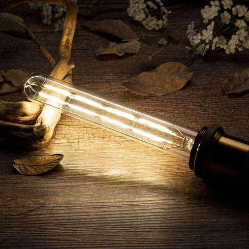 Dimmable T10 Edison Led Long Tubular Bulb 4000k Daylight White,8W Vintage Filament Bulb 80W Equivalent, E26 Base Led Bulb, 8.9inch, Pack of 4...