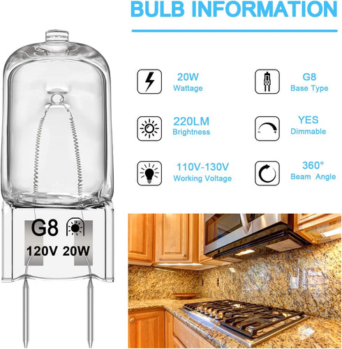Microwave Light Bulb for GE Samsung Kenmore Maytag Elite Over The Stove Range Microwave Oven, Night Light/Stove Light Bulb G8 120V 20W Under Micro...