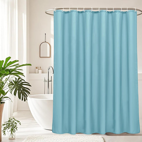 AooHome Extra Long Shower Curtain 72x78 Inch, Fabric Shower Curtain Liner for Hotel with Hooks, Weigthed Hem, Water Repellent, Blue...