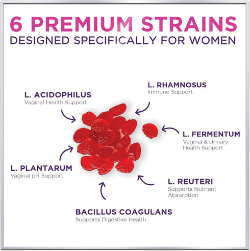 Women's Probiotic - Probiotics for Women Gummy for Digestive Health, Vaginal pH, Urinary & Immune Health Support, 3 Billion CFU w/Cranberry, Probi...