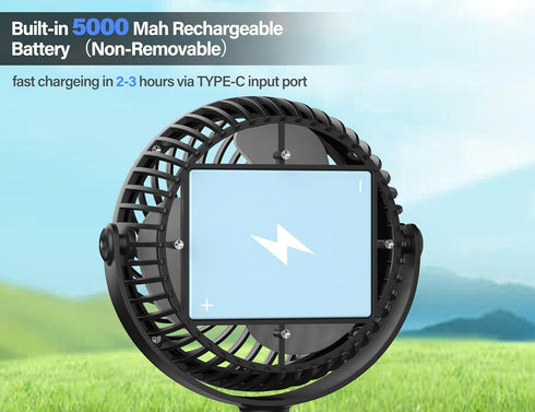 Rechargeable Golf Cart Fan Compatible with EZGO Club Car Yamaha Clip on Fan with Flexible Tripod, 360° Rotatable, 20Hrs Work, 3 Speed Battery Oper...