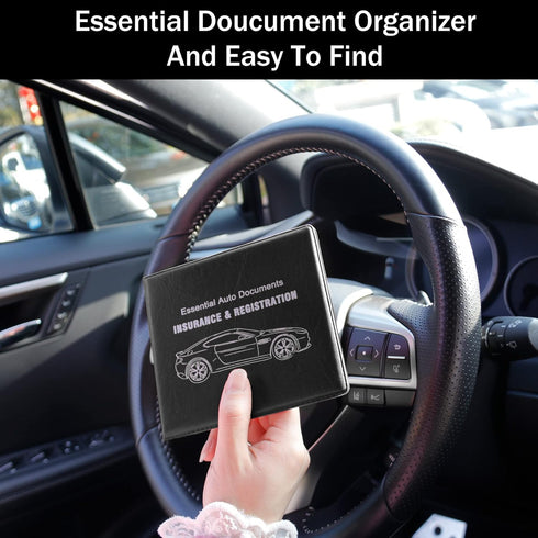 UYYE Car Registration and Insurance Card Holder, Vehicle Glove Box Car Organizer, Interior Car Accessories for Documents, Cards, License - 2 Pack...