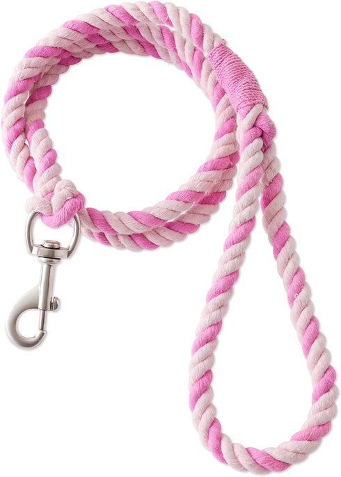 HonestBaby Collars and Leash Sets Braided and Vegan Suede for Dogs Organic Cotton for Pets, Soft Pink/Bright Pink, One Size...