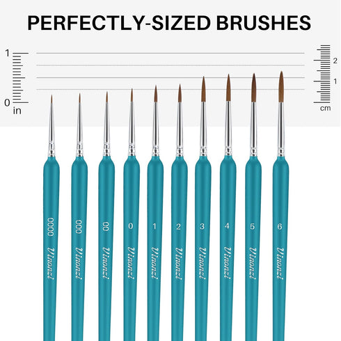 10Pcs Miniature Paint Brushes, Detail Fine Tip Paint Brushes Set with Ergonomic Handle - Suitable for Acrylic Painting, Oil, Watercoloring, Face, ...